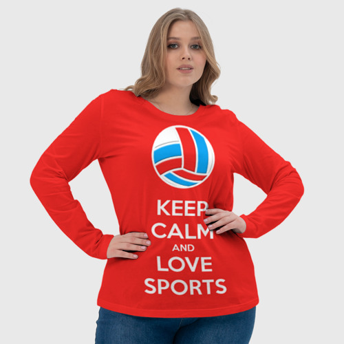 Женский лонгслив 3D Keep calm and love sports, цвет 3D печать - фото 6