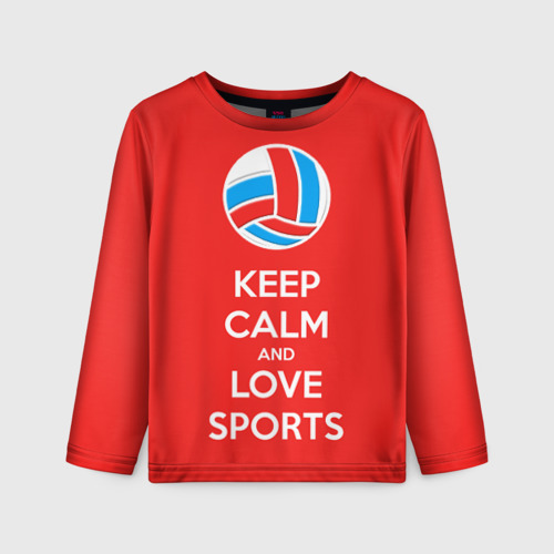 Детский лонгслив 3D Keep calm and love sports, цвет 3D печать