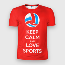 Мужская футболка 3D Slim Keep calm and love sports