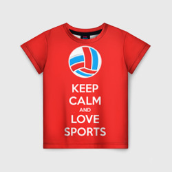 Детская футболка 3D Keep calm and love sports