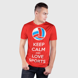 Мужская футболка 3D Slim Keep calm and love sports - фото 2