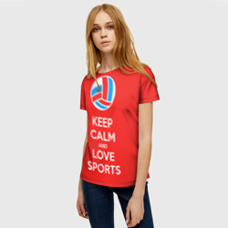 Женская футболка 3D Keep calm and love sports - фото 2