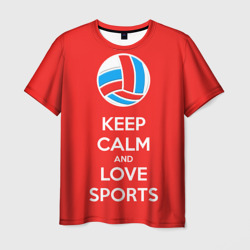 Мужская футболка 3D Keep calm and love sports