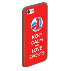 Чехол для iPhone 5/5S матовый Keep calm and love sports - фото 2