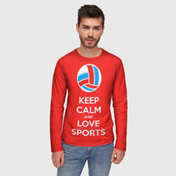 Мужской лонгслив 3D Keep calm and love sports - фото 2