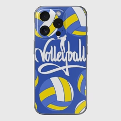 Чехол для iPhone 15 Pro Max силиконовый с защитой камеры Волейбольные мячи