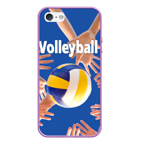 Чехол для iPhone 5/5S матовый Волейбол  играют все, цвет сиреневый