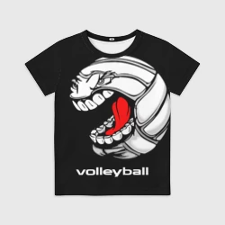 Детская футболка 3D Волейбольный мяч  злой и зубастый