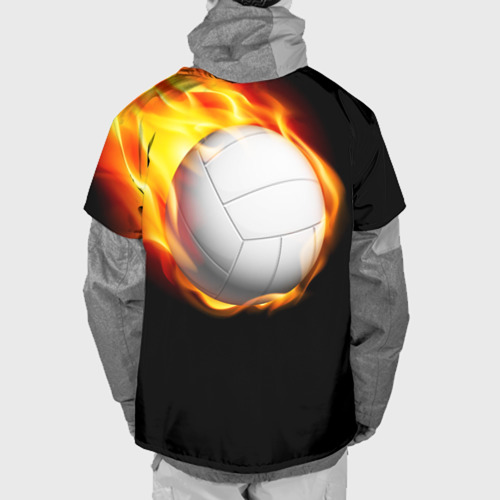 Накидка на куртку 3D Волейбольный мяч летит в огне, цвет 3D печать - фото 2