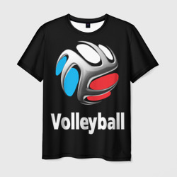 Мужская футболка 3D Волейбольный мяч  российский триколор