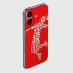 Чехол для iPhone 16 силиконовый с защитой камеры Волейболист в прыжке - текстовый силуэт - фото 2