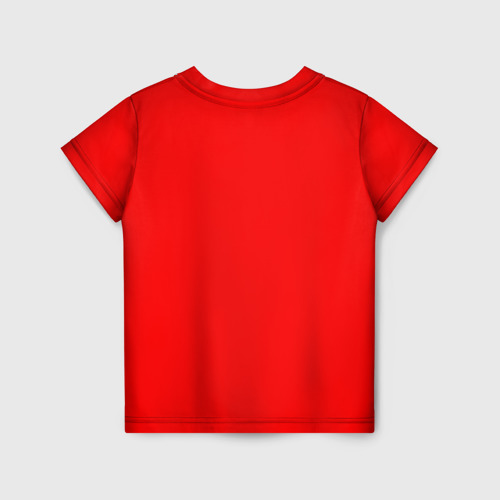 Детская футболка 3D с принтом Волейболист в прыжке - текстовый силуэт, вид сзади #1