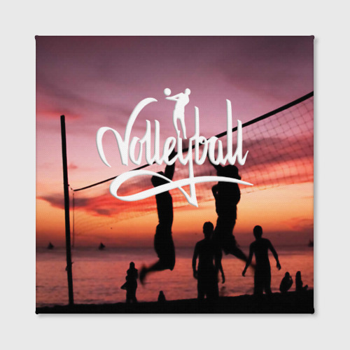 Холст квадратный Пляжный волейбол на закате, цвет 3D печать - фото 2