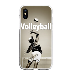 Чехол для iPhone XS Max матовый Волейбол - удар в прыжке
