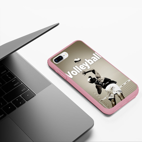 Чехол для iPhone 7Plus/8 Plus матовый Волейбол - удар в прыжке, цвет баблгам - фото 5