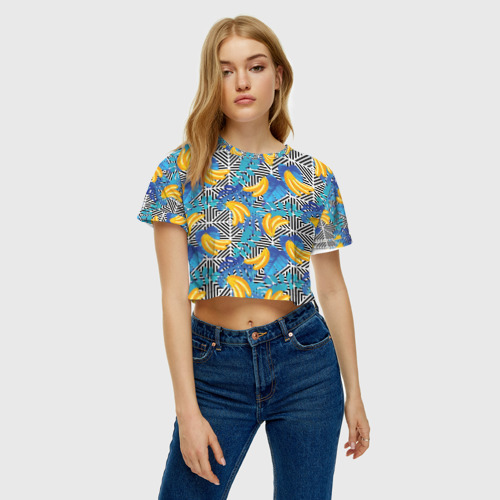 Женская футболка Crop-top 3D Banana pattern, цвет 3D печать - фото 3