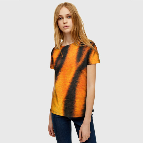 Женская футболка 3D Шкура тигра, цвет 3D печать - фото 3