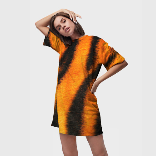 Платье-футболка 3D Шкура тигра, цвет 3D печать - фото 3