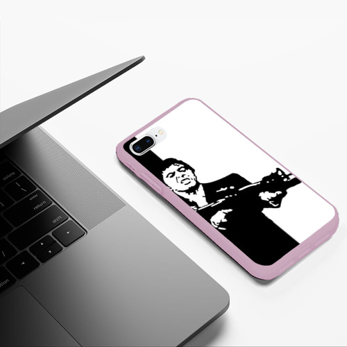 Чехол для iPhone 7Plus/8 Plus матовый Тони Монтана, цвет розовый - фото 5