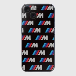 Чехол для iPhone 15 силиконовый с защитой камеры BMW M