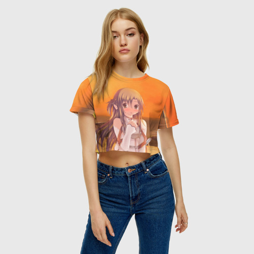 Женская футболка Crop-top 3D Асуна, цвет 3D печать - фото 4