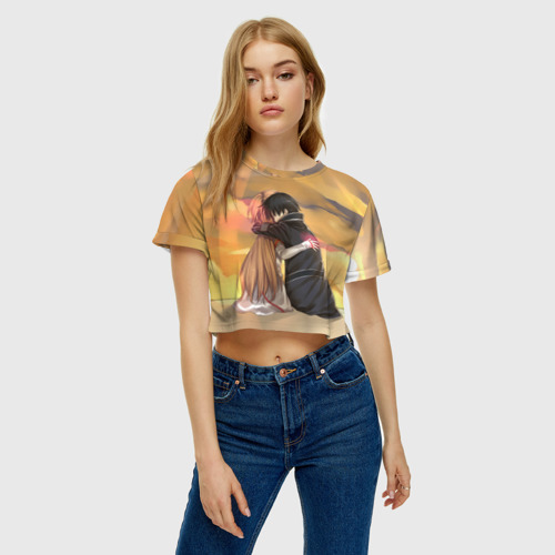 Женская футболка Crop-top 3D Хаг Кирито, цвет 3D печать - фото 4