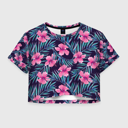 Женская футболка Crop-top 3D Flowers