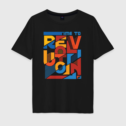 Мужская футболка хлопок Oversize Revolution, цвет черный