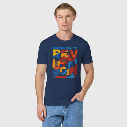 Мужская футболка хлопок Revolution, цвет темно-синий - фото 3