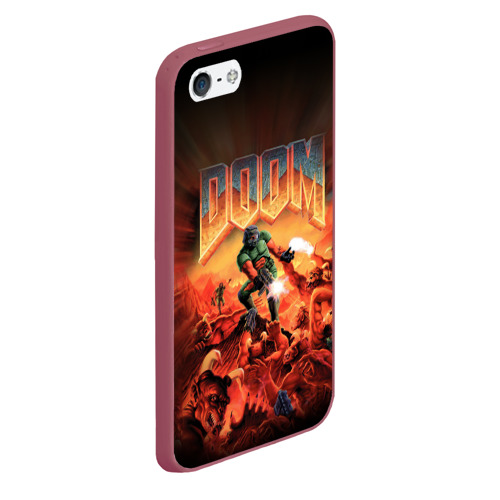 Чехол для iPhone 5/5S матовый Doom 1993, цвет малиновый - фото 3