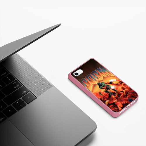 Чехол для iPhone 5/5S матовый Doom 1993, цвет малиновый - фото 5