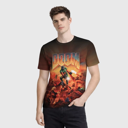 Мужская футболка 3D с принтом Doom 1993, фото на моделе #1