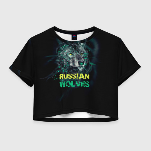 Женская футболка Crop-top 3D Russian wolves