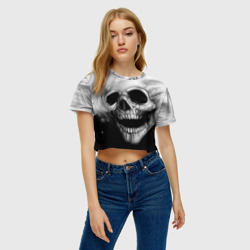 Женская футболка Crop-top 3D Рисованный череп - фото 2