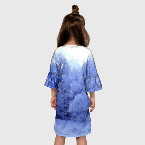 Детское платье 3D с принтом Зима, вид сзади #2
