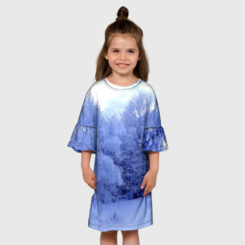 Детское платье 3D с принтом Зима, вид сбоку #3