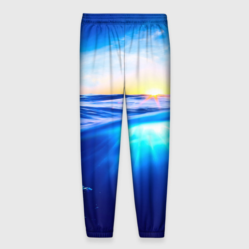Мужские брюки 3D с принтом Океан, вид сзади #1
