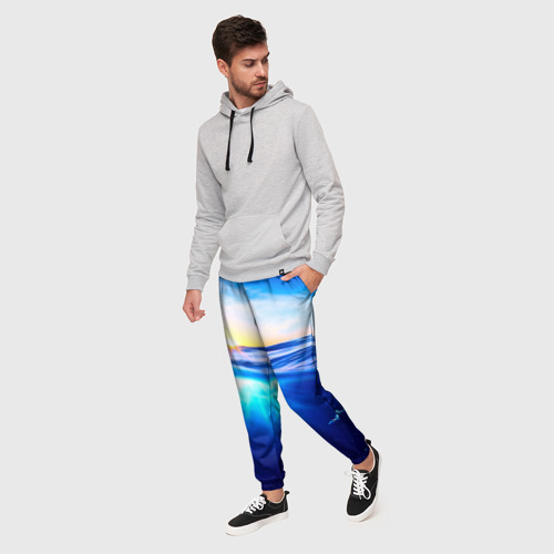 Мужские брюки 3D с принтом Океан, фото на моделе #1
