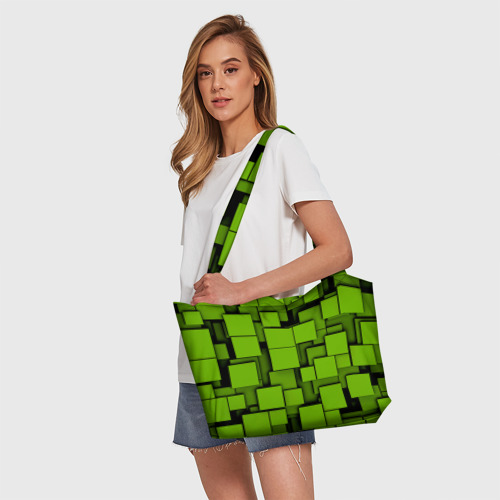 Пляжная сумка 3D Зеленые кубики - фото 5