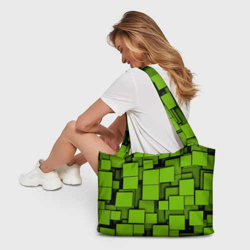 Пляжная сумка 3D Зеленые кубики - фото 6