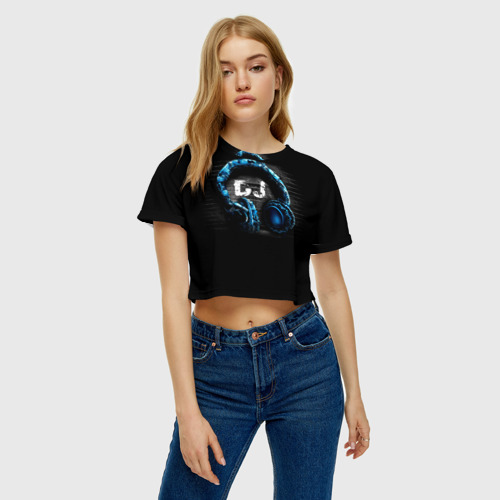 Женская футболка Crop-top 3D DJ, цвет 3D печать - фото 3