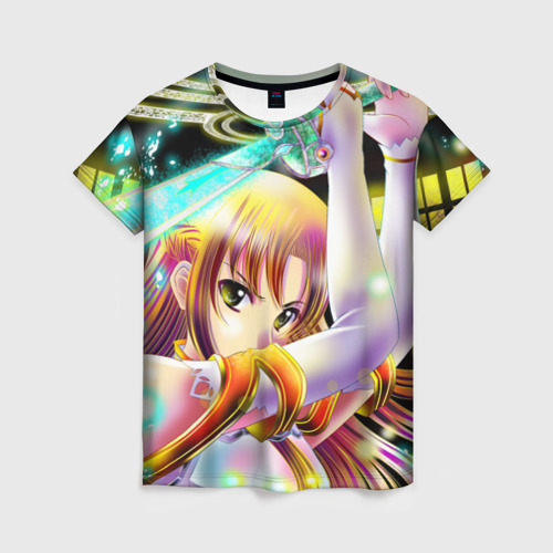 Женская футболка с принтом Яркая Асуна. Sword Art Online, вид спереди №1
