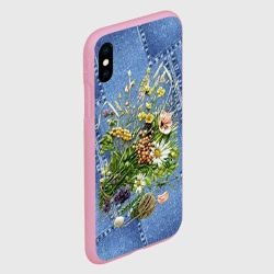 Чехол для iPhone XS Max матовый Джинсовый - полевые цветы - фото 2