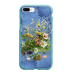 Чехол для iPhone 7Plus/8 Plus матовый Джинсовый - полевые цветы