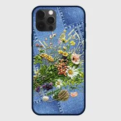 Чехол для iPhone 12 Pro Джинсовый - полевые цветы