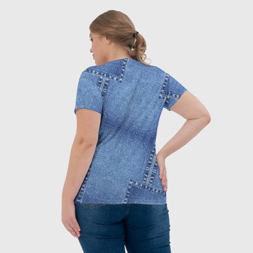 Женская футболка 3D Джинсовый - полевые цветы, цвет 3D печать - фото 7