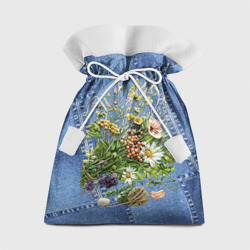 Подарочный 3D мешок Джинсовый - полевые цветы