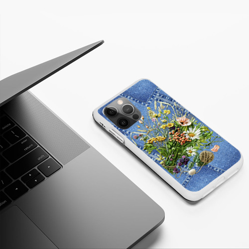 Чехол для iPhone 12 Pro Max Джинсовый - полевые цветы - фото 5