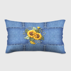 Подушка 3D антистресс Желтые цветы на джинсовой ткани