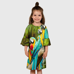 Детское платье 3D Попугаи на ветке - фото 2